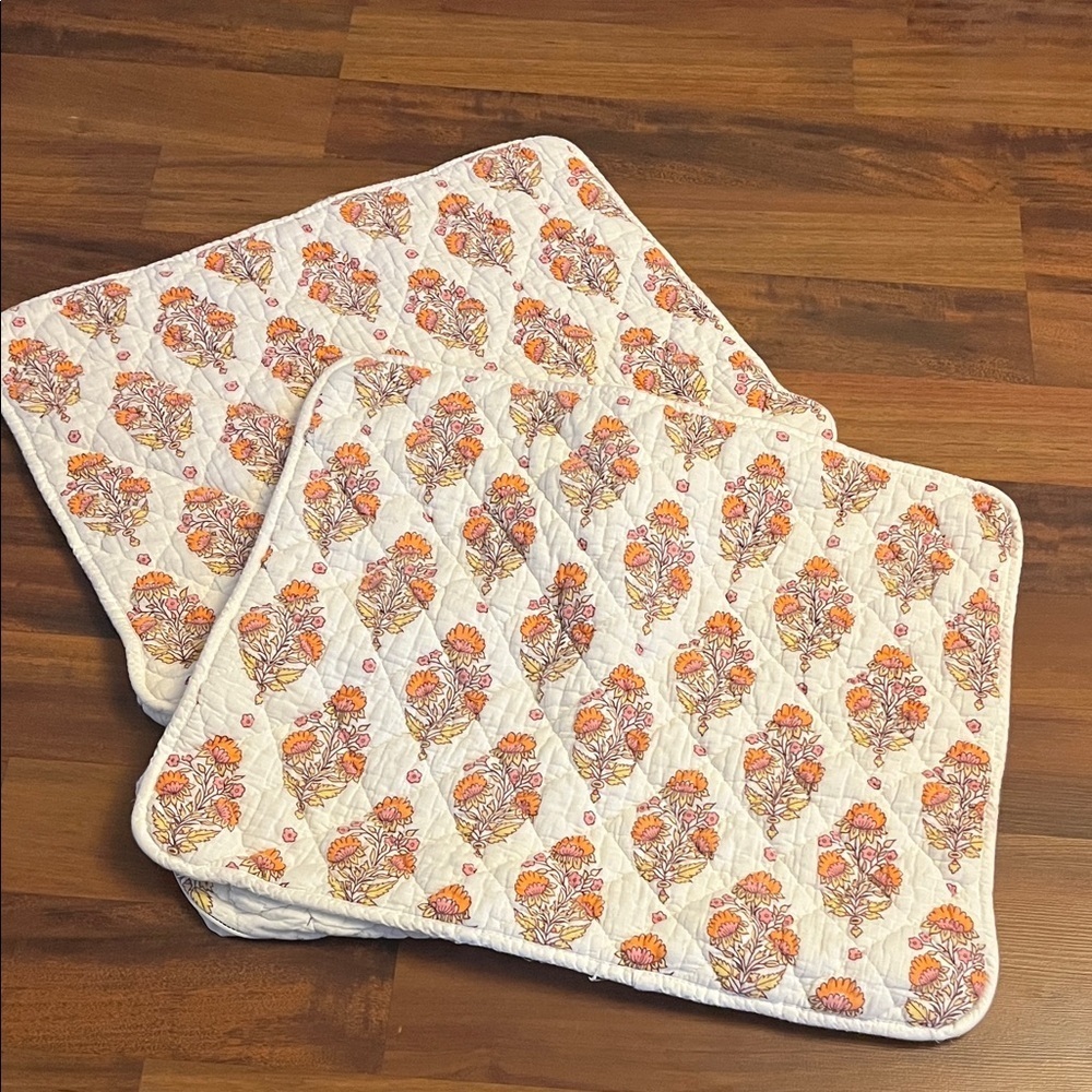 Lillian August Pink and Orange Floral Quilted Shams (2) - Picture 5 of 5
